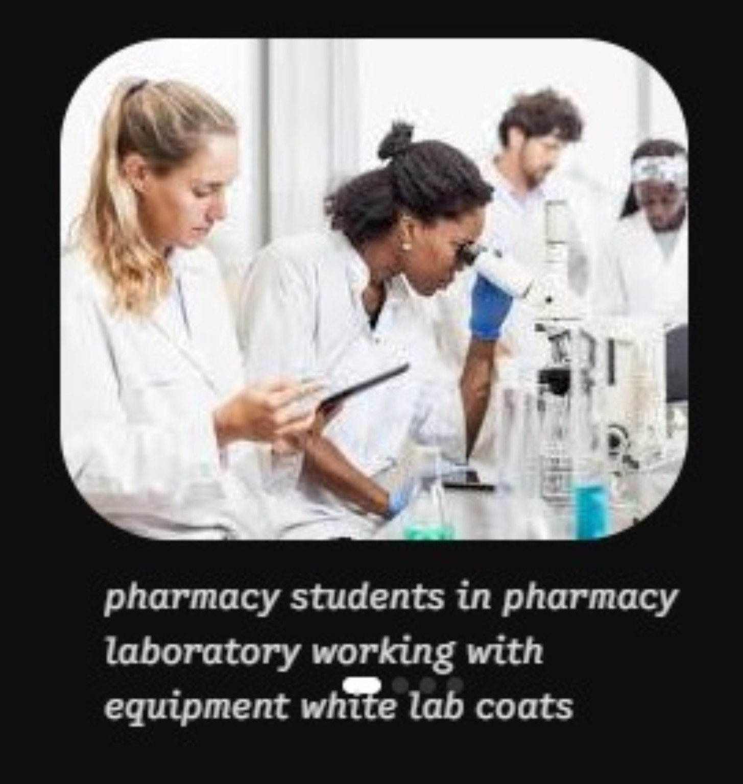 Pharmacy students working together in a laboratory